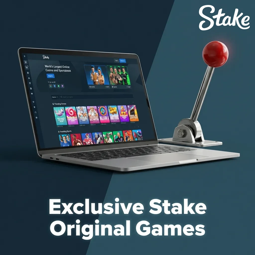 Stake Originals casino games including Plinko, Mines, Dice, Limbo, Crash, and Keno displayed on platform interface