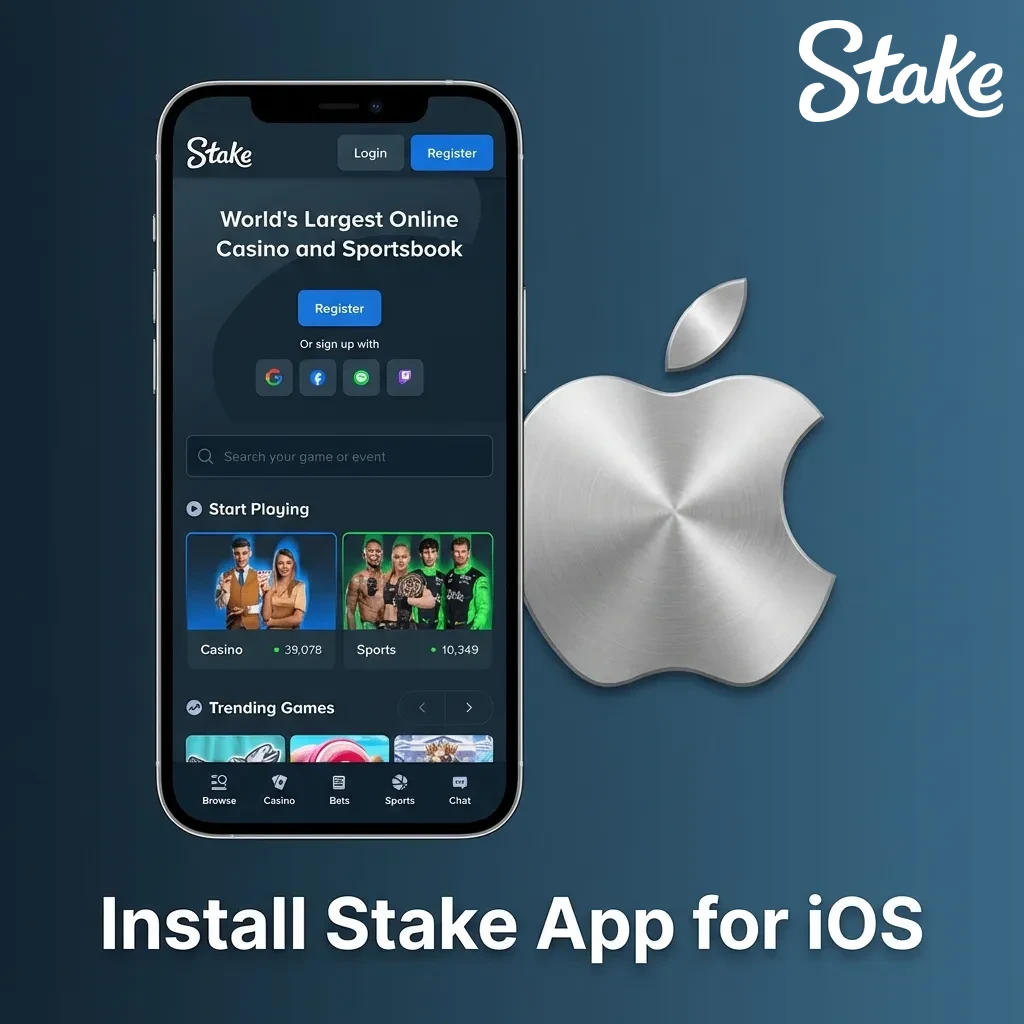 iOS user tapping Share icon in Safari to add Stake app shortcut to home screen
