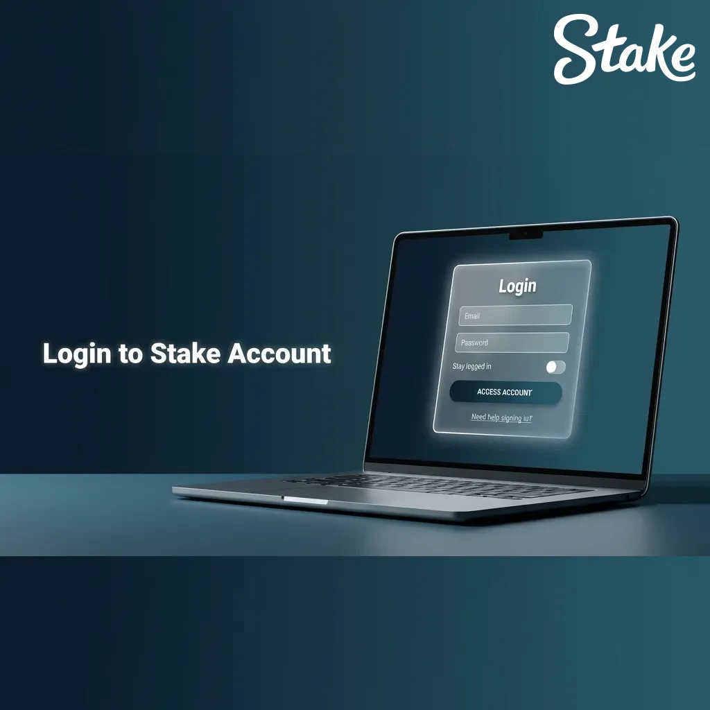 Stake account login screen showing email and password input fields with login button for user authentication